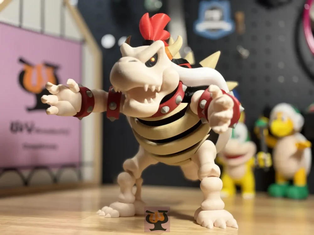 Super Mario Dry Bowser Figure – 3D Printed Collectible – Gamer Gift or Desk Decor