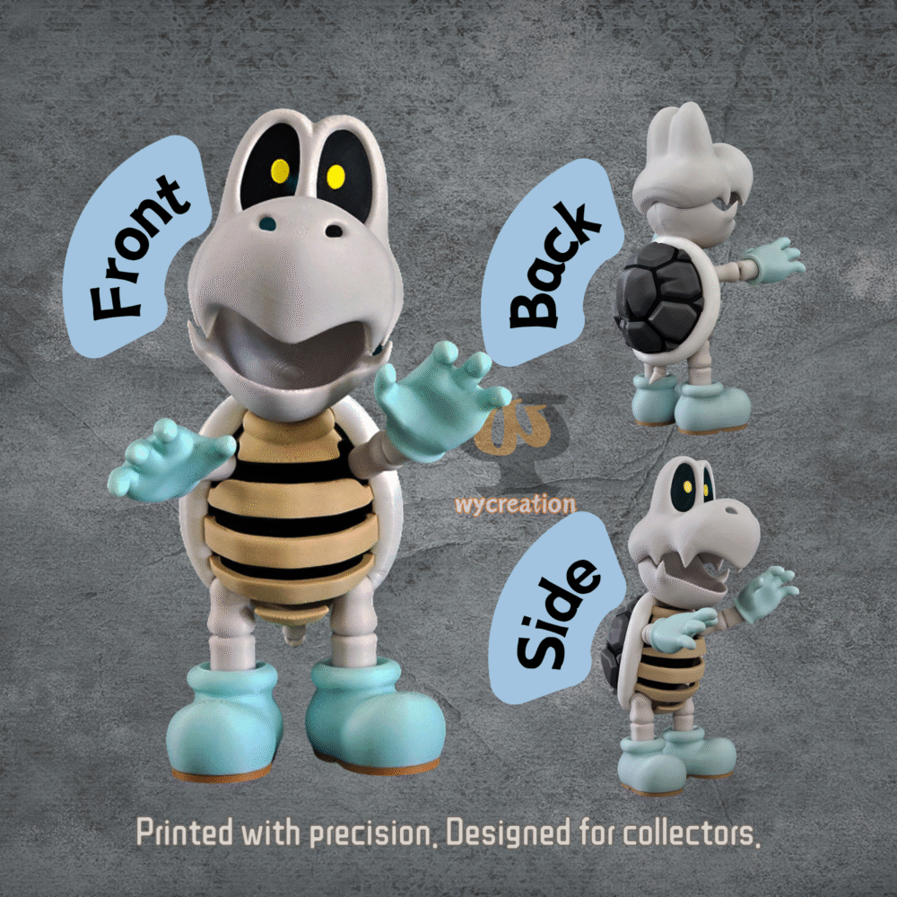 Dry Bones 3D Printed Figure – Handmade Collectible Skeleton Koopa