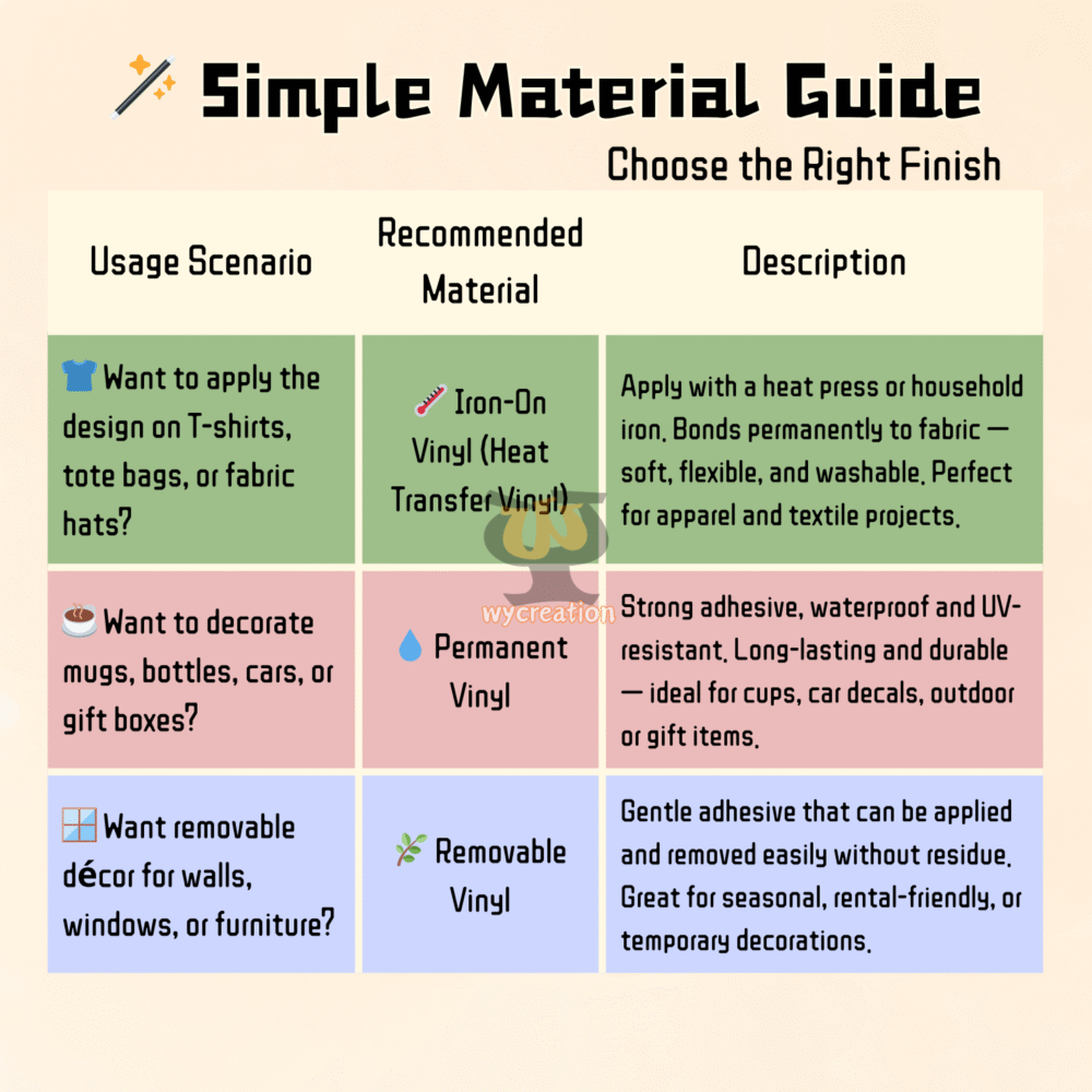 Custom Ready-to-Use Vinyl Designs – Permanent & Iron-On Options