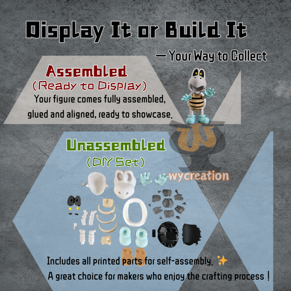 Dry Bones 3D Printed Figure – Handmade Collectible Skeleton Koopa